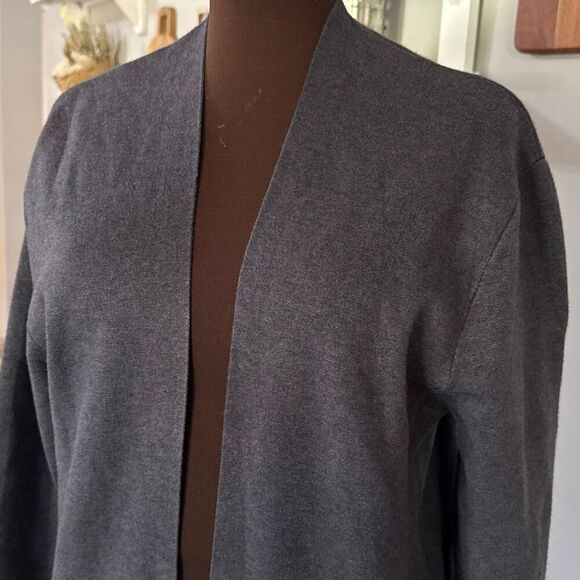 Zara knit open cardigan sweater womens size small gray gold chain teacher oversi - Picture 2 of 9